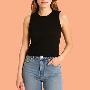 🖤 Rachel Zoe Ribbed Sleeveless Knit Tank (Size L) – Chic Black Minimalist